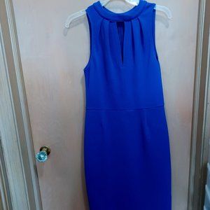 Blue halter-neck sleeveless dress